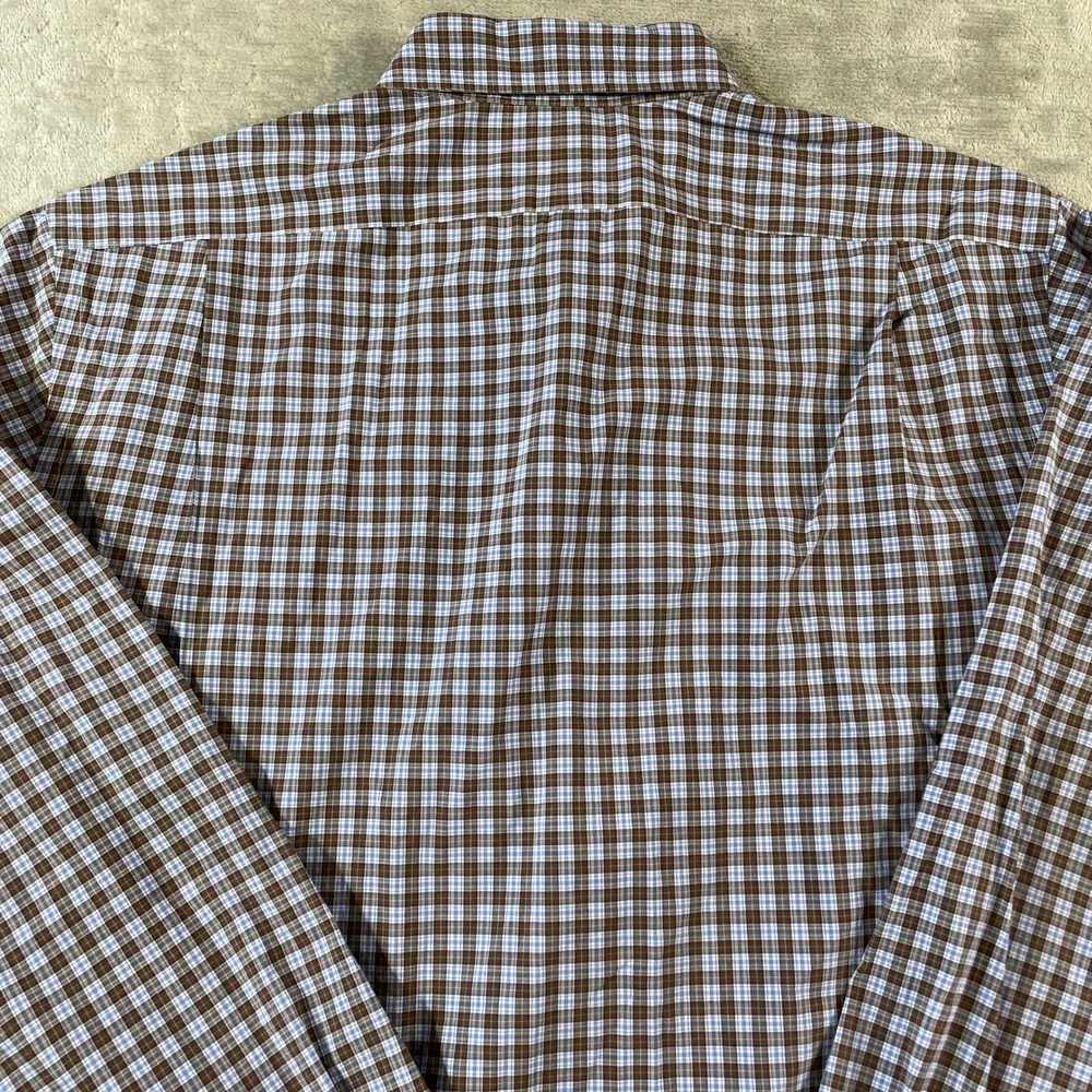 Polo Ralph Lauren Shirt Mens XL Brown Plaid Classic Fit Stretch Office Luxury